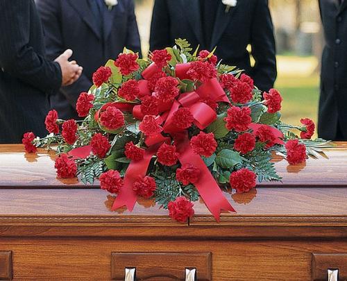 Red Regards Casket Spray</div