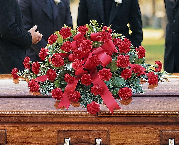 Red Regards Casket Spray</div